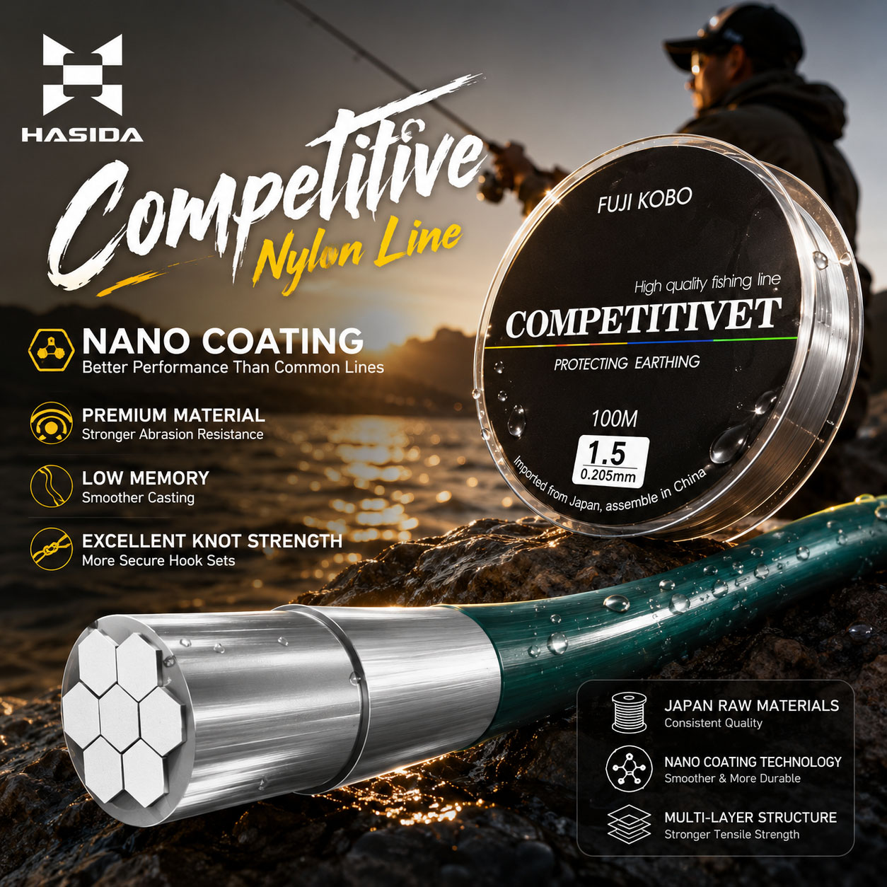 Ice Fishing Line - HASIDA 100M Nylon Fishing Line Japanese